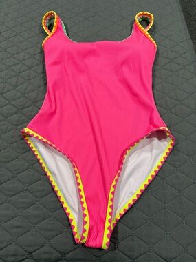 Popvil  Hot Pink One-Piece Swimsuit with Neon Trim